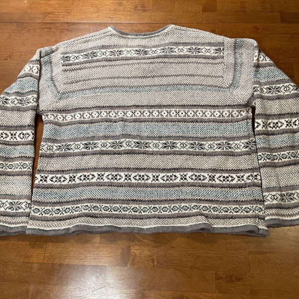 Men's Striped Fair Isle Sweater - Gray and Cream